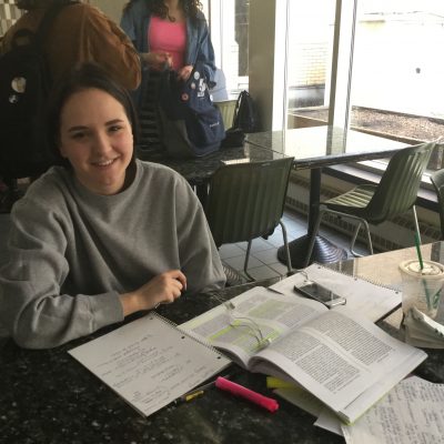 Last-minute studying!