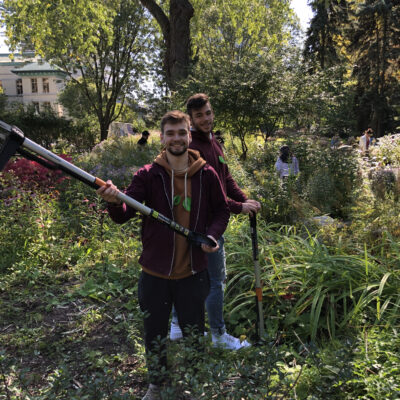 Getting work done in the Peace Garden
