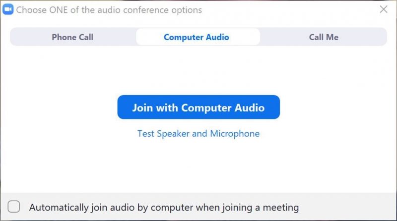 Zoom join computer audio