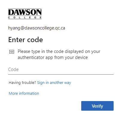 mfa entercode