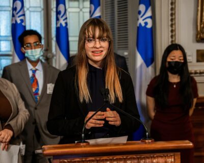 Arwen Low addresses the media