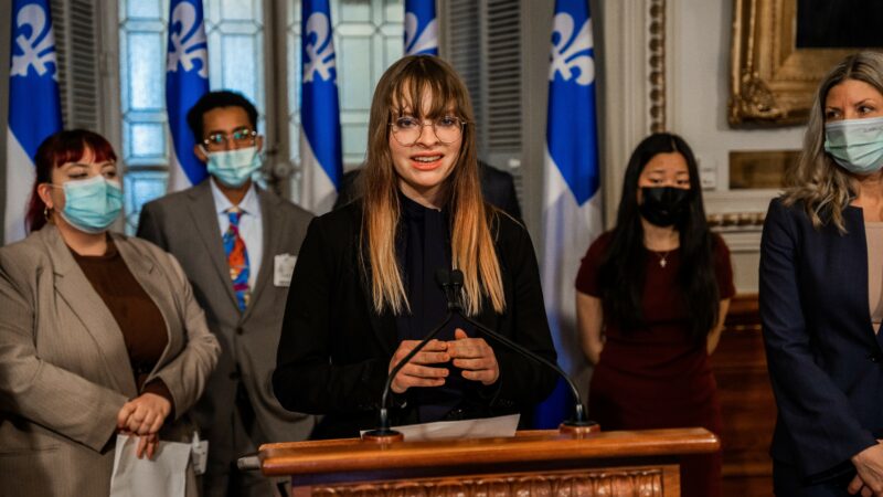 Arwen Low addresses the media