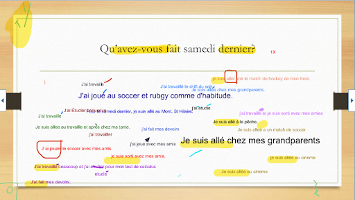 Sample of an activity on an interactive white board in a web conference platform.